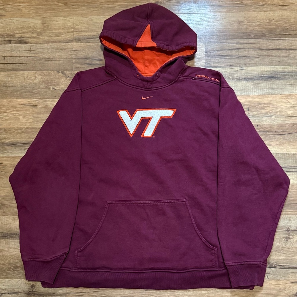 90s Virginia Tech Center Swoosh Sherpa Hoodie